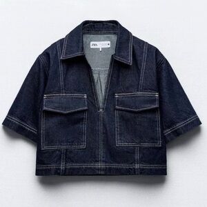Zara Z1975 CROPPED DENIM SHIRT